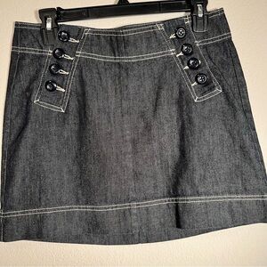 GAP Black Denim Mini Skirt Button Accent